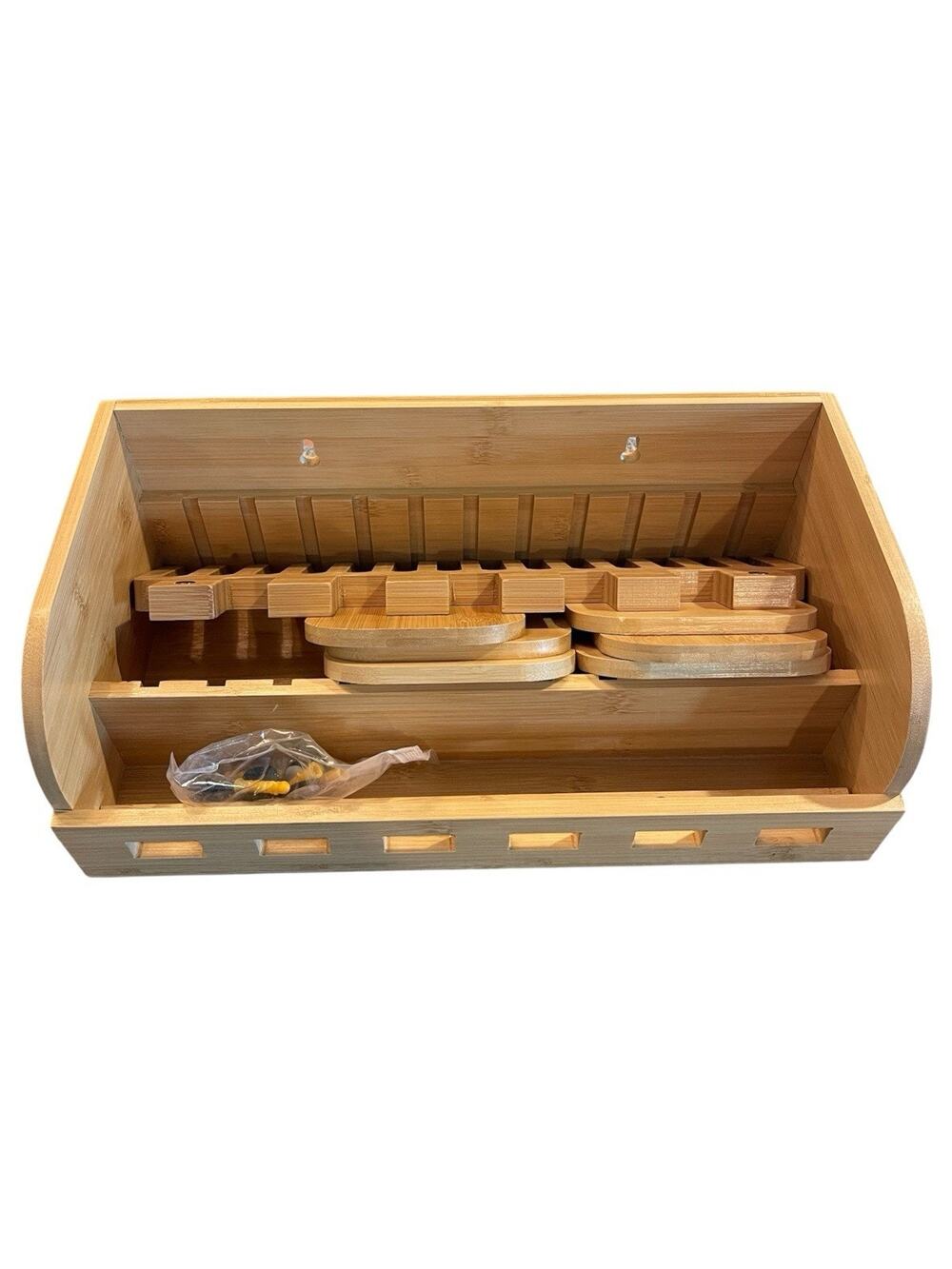Bamboo Belt Rack Organizer Wall Mount Closet Storage Holder New Open Box